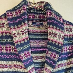 CHAPS Ralph Lauren Fair Isle Sweater Vest 1X Button Front Shawl Collar